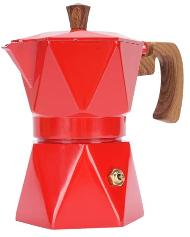 Focket Cafetière expresso à percolateur, cafetière moka italienne classique pour cafés italiens et cubains, 2 tasses, compatible avec tous types de cuisinières à gaz et électriques (rouge)