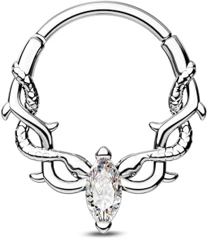 CM Crareesi Mania 16G Septum Piercing Schlange Daith Piercing Schmuck Silber Helix Ohr Ring 316l Edelstahl Daith Septum Clicker Schmuck für Frauen 8 10 mm