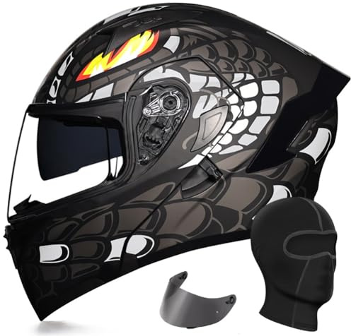 SYEBVTQ Motorrad Klapphelm ECE Zertifiziert Motorradhelm für Herren Damen Integralhelm Motorrad Helm mit Doppelvisier Sonnenblende Sturzhelm für Modular Helm Scooter Roller Moped Helm