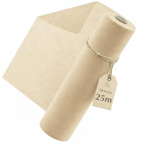 Twinzee - Vlies Tischläufer Cremebeige, 30 cm x 25 m - Tischband fur Tischdeko Geburtstag, Hochzeit, Taufe, Outdoor - Decoratives Tischläufer Modern Rolle
