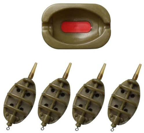 4 Stück Angeln Feeder Set Fishing Feeders Inline Method Feeder Set Kunststoff Angeln Futterkorb Fischköder 15/20/25/35g Flat Method Feeder mit Köderform Karpfenangeln Zubehör