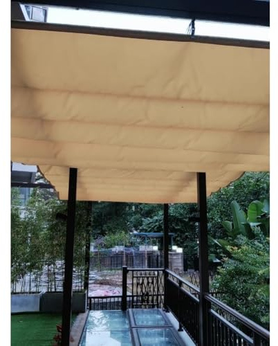 Retractable UV-Resistant Shade Sail Canopy Kit Outdoor Pergola Replacement Cover Sun Protection for Garden Deck BBQ - 0.8x Size