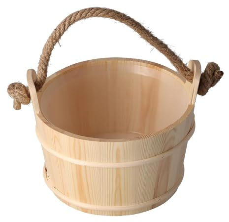 perfk Seau de sauna en bois, seau à eau professionnel de grande capacité, fournitures de bain, seau, accessoires de sauna pour la maison en hiver