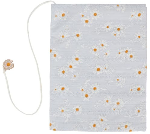 DOITOOL Funda De Libro De Tela A5 Ajustable Decorativa Estampado Azul De Margaritas, Ligera y Resistente, Protección Reutilizable Para Cuadernos y Diarios Uso Escolar y Oficina