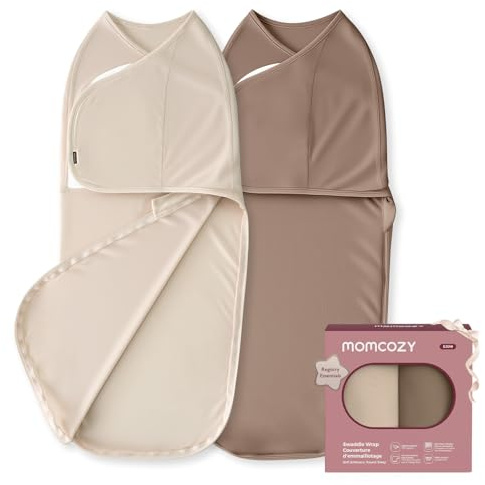 Momcozy Sovpåse för baby 0–3 månader, tyst fästning, skötfilt för nyblivna föräldrar, minskar skräksreflexen, omistlig för nyfödda 0–3 månader, 2-pack, khaki och kaffebrun