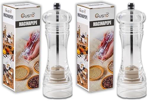 IPEA Moulin à Poivre manuel en Bois Transparent pour Poivre, Piment et Sel - Moulin à Poivre Classique de Cuisine avec Broyeur en Métal pour Moudre les épices, le Cumin, le Sésame, le Paprika