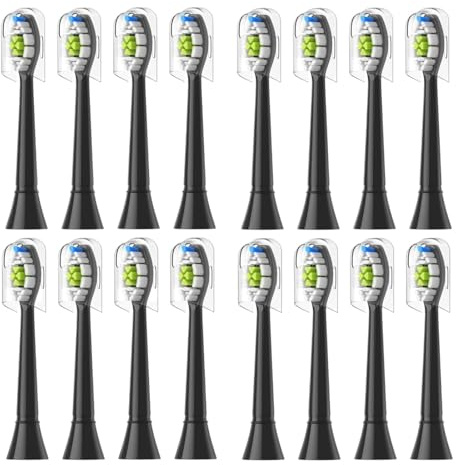 16 têtes de brosse à dents rechange, compatibles avec les manches clipser Easy Clean et autres(16pcs Black)