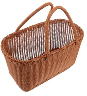 MOTHNUR Cestino da Picnic in Vimini con Manico, Contenitore Intrecciato per Verdure e Pane, Borsa Rustica per Raccolta Giardino e Uso Esterno, Organizer Spazioso per Alimenti e Frutta