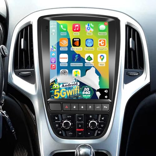 Android Radio for Opel Astra J/Vauxhall Astra 2010-2014 (Not Support ECO) | Techschermo 9 Inch Touchscreen Car Stereo with Wireless Carplay and Android Auto, GPS, WiFi, SWC, BT + AHD Backup Camera