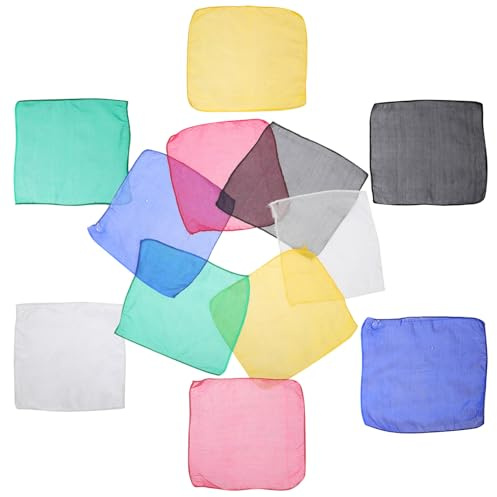 SUPVOX 12 Pezzi Sciarpe da Mago in Seta Sottile 15x15 Cm, Oggetti di Scena per Spettacoli e Feste, Accessori Performanti e Compatti per Giocolieri e Intrattenimento Teatrale