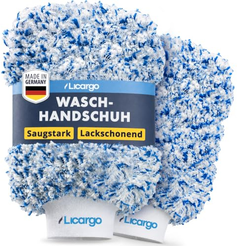 LICARGO® 2x Premium Mikrofaser Autowaschhandschuh - Ultra-Weich & Lackschonend - Extrem Saugstarker Waschhandschuh Auto für Kratzfreie Wäsche - Langlebig & Formstabil - Car Wash Mitt für Lack & Felgen