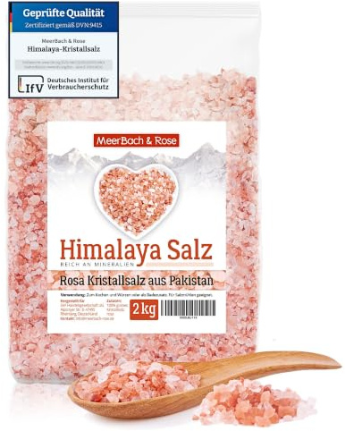 HIMALAYA Salz grobe Körnung 2kg - ORIGINAL aus Punjab Pakistan | Rosa Steinsalz 2-4mm für die Salzmühle oder als Badesalz. MEERBACH & ROSE – Qualität aus Deutschland