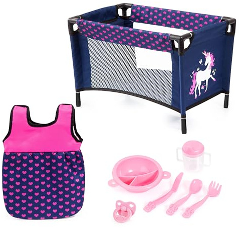 Bayer Design Puppenzubehör-Set, Puppenbett, Schlafsack und Schnuller | für Rollenspiele der Kinder, Spielset ab 3+ Jahren