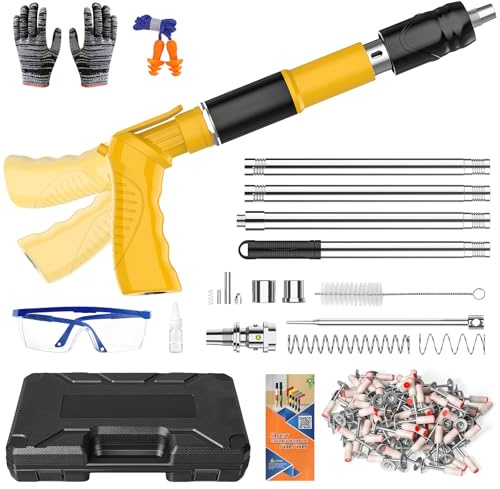 Manual Nail Gun, 5 Adjustable Modes and Rotatable Handle with Extension Rods, Concrete Nail Gun Kit and Nailgun for Ceilings by DIY Enthusiasts