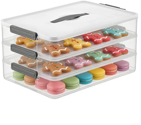 Tarro de galletas apilable portátil de 3 capas, contenedor de almacenamiento de plástico hermético para cocina, camping y viajes al aire libre (Nivel 3)