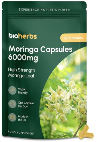 Moringa Capsules 6000mg High Strength -120 One-Per-Day Capsules (4-Month Supply) by BioHerbs
