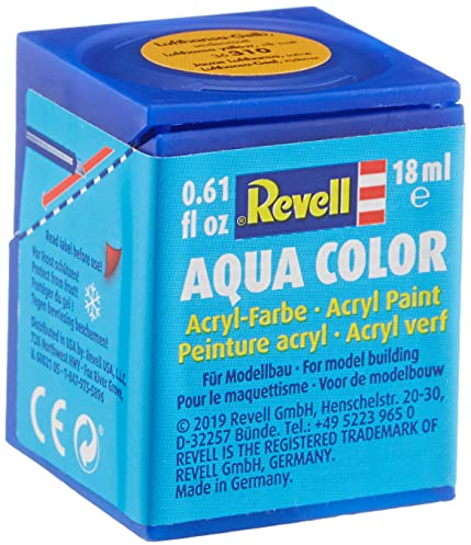 Revell 36310 Aqua-Farbe Lufthansa-Gelb (seidenmatt) 310 RAL-Farbcode: 1028 Dose 18ml, 1 Stück (1er Pack), 36310 Lufthansa-gelb. Seidenmatt