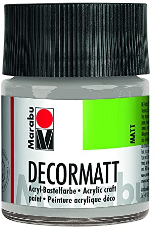 Marabu 14010005782 - Decormatt Acryl Metallic-Silber 782, 50 ml, samtmatte Acrylfarbe auf Wasserbasis, cremig und farbintensiv, speichelfest, wetterfest, zum freien Malen und Schablonieren