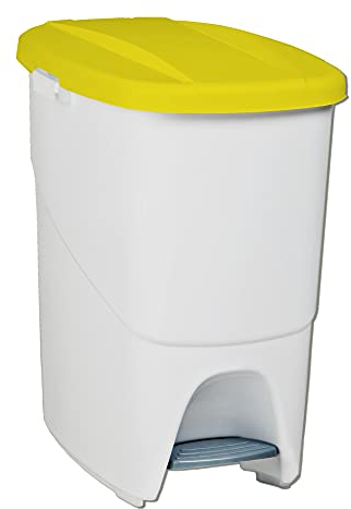 Denox Poubelle à pédale Blanc 25 L (39,3 x 27 x 42 cm)