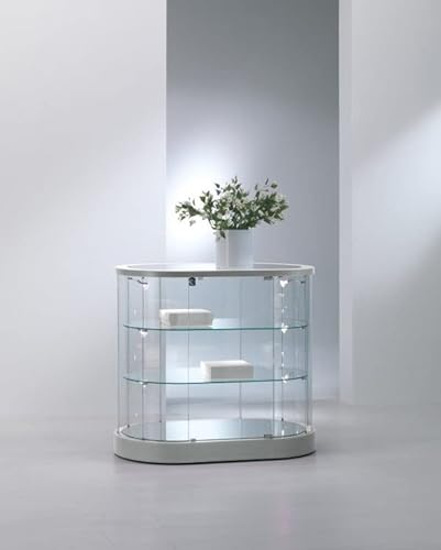 ITALFROM Vitrine Vitrine Display Pinnwand oval Showcase Glasbank Geschäft Haus mit Beleuchtung