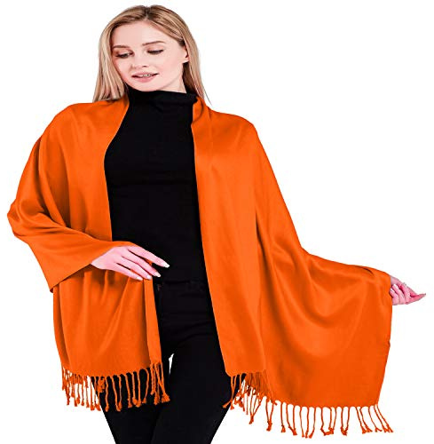 CJ Apparel Écharpe en pashmina Couleur unie - Orange - Taille unique