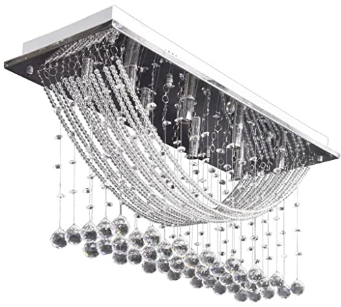 vidaXL Deckenlampe mit Kristallglasperlen 8xG9 29cm weiß