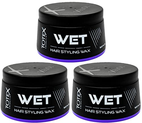 Totex Wet Look Hair Styling Wax 3x150ml | Strong Hold Hair Wax for Men & Women | High Shine Wet Finish | Professional Barber Quality Styling Paste | Sweet Melon Scent | Long Lasting Definition