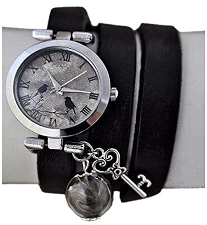 Echte Feder Echtleder Armbanduhr Damenuhr Wickeluhr - Geschenk für Sie - Handmade Geschenk - Geschenk für Mutter