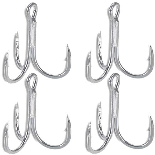 Uni Cat Unisex – Erwachsene Vencata CPX-5-4 Drillingshaken zum Wallerangeln, Angelhaken zum Angeln auf Waller, Drillinge zum Welsangeln, Haken, Größe, Silber, 4/0