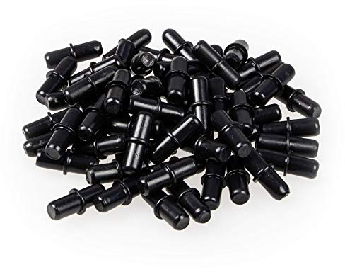 JUVA Tablarträger Fach-Bodenträger schwarz - Duplo GR10081 | Bohr-Ø 5 mm | Regalboden-Träger für Holzböden - Holztablare | Regalträger Stahl verzinkt | 100 Stück - Regal-Halterungen rund
