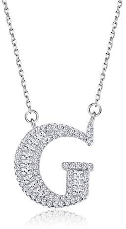 Beydodo Sterling Silber Kette mit mit Anhänger Zirkonia Buchstabe G Halskette Partnerkette Hochzeit