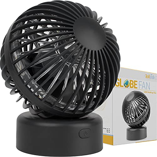 USB Fans Desk Small Fan for Table Desktop Portable mini cooling fan with 3 Speed settings for Office Home Bedroom USB plug and play Turbo Fan - Globe Shape with 2 years Warranty Gift box Edition