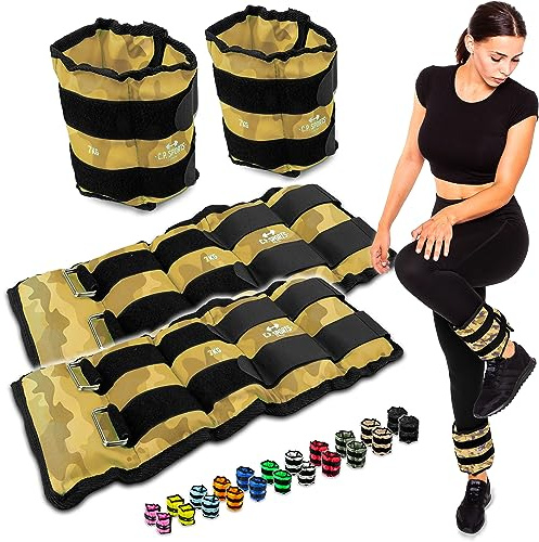 C.P.Sports Gewichtsmanschetten Paare für Hand- & Fußgelenke | Gewichte für Arme & Beine | 0,5KG bis 8KG | Ankle Weights für Fitness, Joggen, Ausdauer, Krafttraining |2x 7,0 KG