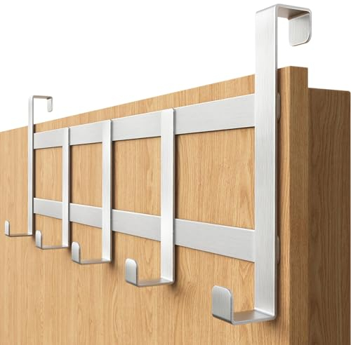 4smile Türgarderobe zum Einhängen – Türhaken aus Edelstahl, flexible Kleiderhaken Tür, robust - Vielseitige Haken zum Einhängen, platzsparende Türhakenleiste für gesamte Wohnung