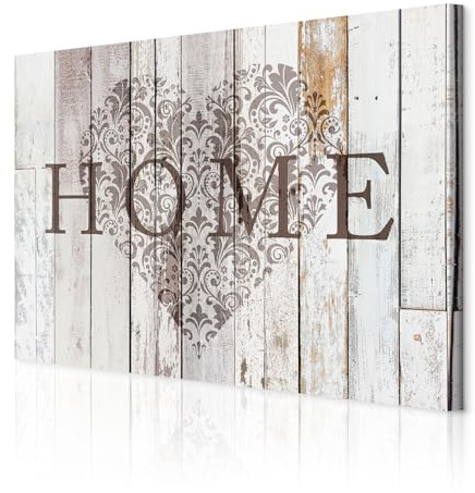 decomonkey Akustikbild Home 90x60 cm 1 Teilig Leinwand Modern Bilder Wandbilder XXL Schallschlucker Schallschutz Akustikdämmung Wandbild Deko Leise Herz Holz Ornament