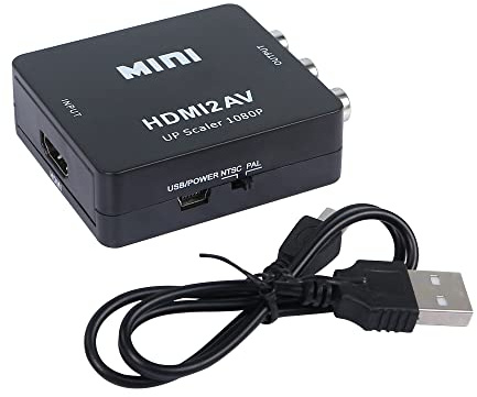YACSEJAO HDMI to RCA Adapter, HDMI2AV, HDMI to AV Converter with USB Cable, 1080P HDMI to 3RCA CVBS AV Composite Video Audio Converter Supports PAL/NTSC for PC、Laptop HDTV DVD