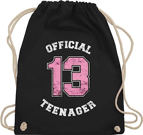 Turnbeutel Rucksack - 13. Geburtstag - Official Teenager rosa Vintage - Unisize - Schwarz - geschenke für dreizehnjährige 13 baumwollrucksack 13.geburtstag stoffbeutel jahre beuteltasche zum