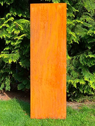 D&L Lasertec Edelrost Garten Sichtschutzwand Metall 160x50 cm schlicht, Blanko inkl. Bodenanker