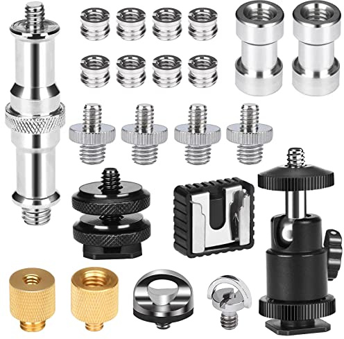 22 Stück Kamera Schraube,1/4 Zoll auf 3/8 Zoll Schraube gewindeadapter, Stativkopf Kugelkopf mit Edelstahl Material für Camera Screws Komplett, Stativ, Einbeinstativ etc.