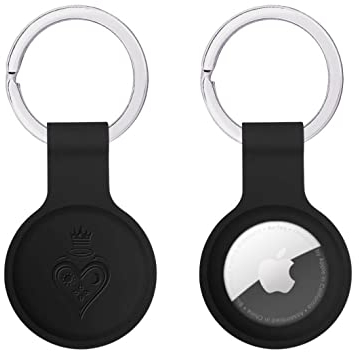 Airtag-Halterung für Apple Air Tag AirTags Hülle & Schlüsselanhänger Wasserdicht Leicht Schutz Air Tags Abdeckung für Schlüssel Geldbörse Gepäck Hund Katze & Rucksäcke (2 Stück Silikon BLK)
