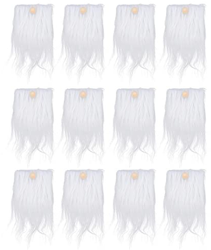 LUOZZY 48Pcs Gnomes Beard Faux Fur Pre-Cut Gnome Beards for Crafting with Wood Balls for Handmade DIY Christmas Party Favors
