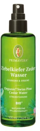 PRIMAVERA Pflanzenwasser Zirbelkiefer Zederwasser bio* 100 ml – naturreine Pflanzenkraft – Glasflasche – Hydrolat, Körperspray, Aromatherapie – erdend – vegan
