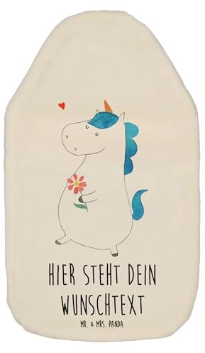 Mr. & Mrs. Panda Personalisierte Wärmflasche Einhorn Spaziergang - Weiß