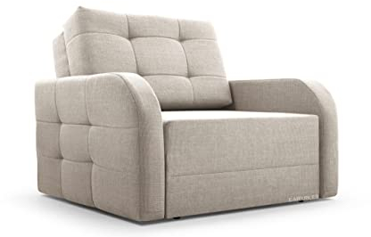 MOEBLO Kindersofa Porto 80 – Schlafsessel Sofa Sessel Jugendsofa Schlafsofa 1-Sitzer Gästebett mit Schlaffunktion und Bettkasten (BxHxT): 101x90x100 cm (Beige)