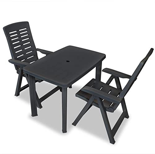 Camerina 3-TLG. Bistro-Set BalkonmöBel Set Bistroset Balkonset Gartengarnitur Sitzgruppe Bistrosets Balkon MöBel Kunststoff Anthrazit