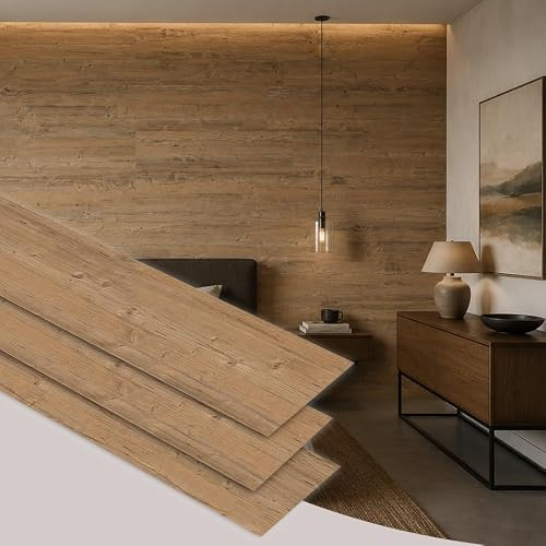 SUN WOOD Stick-it Wandverkleidung Holz selbstklebend – 3 Paneele (0,48 m²) Stallgrau 60 – Altholz-Optik – zum Kleben auf Wand, Möbel & Türen – einfache Montage – Made in Austria