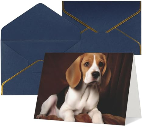 Btcowzrv Grußkarten mit Umschlägen, blanko, Notizkarten, ovely Haustier-Hund, Beagle-Druck, Dankeskarten, Perlglanzpapier, Urlaubskarten, lustige Geburtstagskarte, 10,2 x 15,2 cm, Weihnachtskarten,