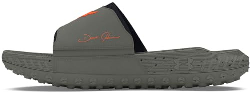 Under Armour Sandali Project Rock 3 Slides unisex per adulti, (301) Verde argilla/Nero/Arancio Squadra, 10.5 Women/9 Men