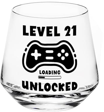 JUSTOTRY LEVEL 21 UNLOCKED Birthday Drink Shot Glass - 21st Birthday Gifts for Him or Her 11oz Drinking Best 21 Birthday Decorations Cool Gifts Idea for Men Him 21 Decorations