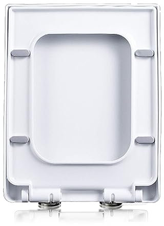DRYFAL Sedile WC Soft Close, Tavoletta WC Rettangolare, Copriwater di Design Anteriore Quadrato con Cerniera Regolabile A 360°, Rettangolare, Bianco,06C
